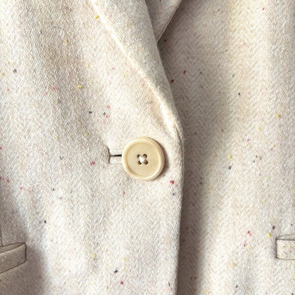 ecru Single Button Speckled Blazer Cream Size 2 - Picture 4 of 14